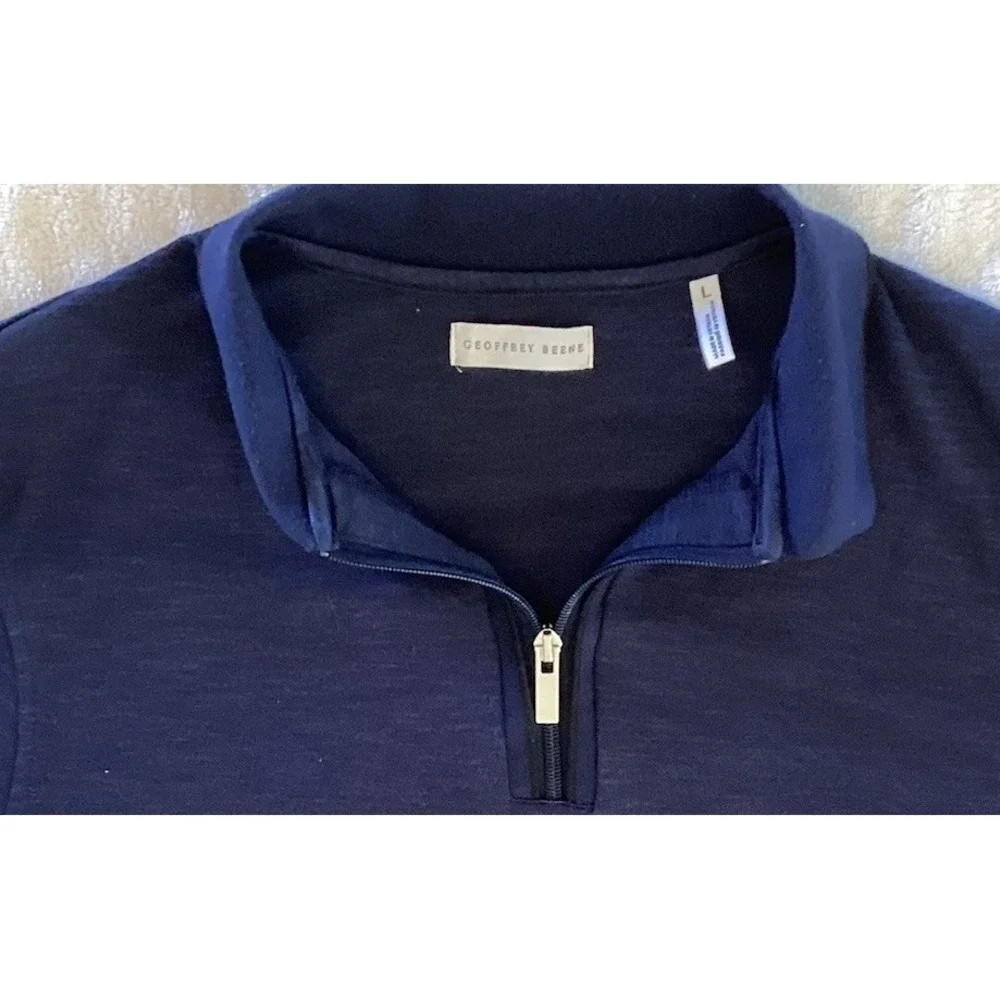 Geoffrey Beene Men's Large Blue 1/4 Zip Short Sleeve Pullover Collared